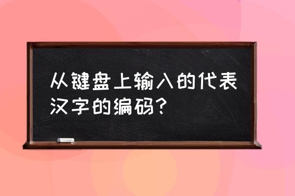汉字编码是依据汉字的什么 从键盘上输入的代表汉字的编码？