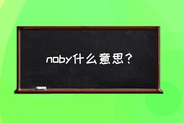 noby是什么意思 noby什么意思？
