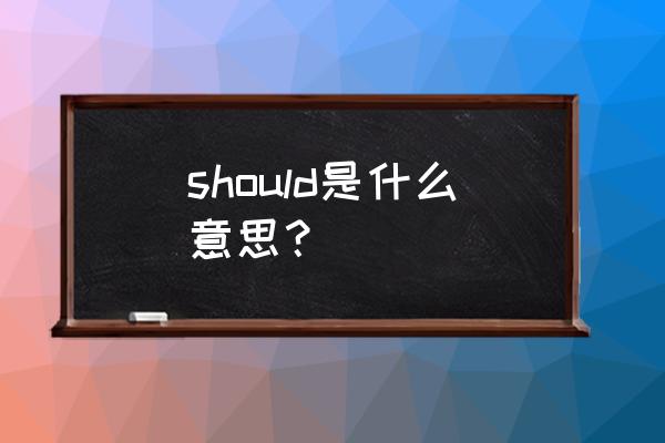 should是什么意思译 should是什么意思？