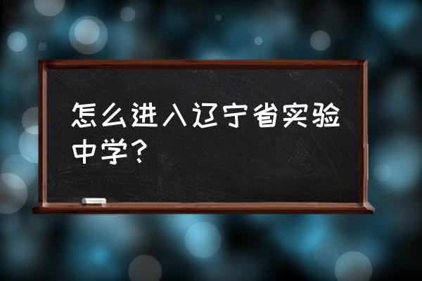 辽宁省实验中学怎么考 怎么进入辽宁省实验中学？