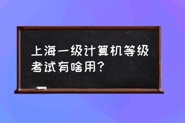 上海市一级计算机考试 上海一级计算机等级考试有啥用？