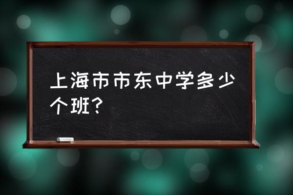 上海市市东中学初中 上海市市东中学多少个班？