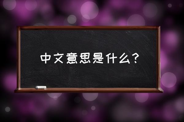 什么意思中文 中文意思是什么？