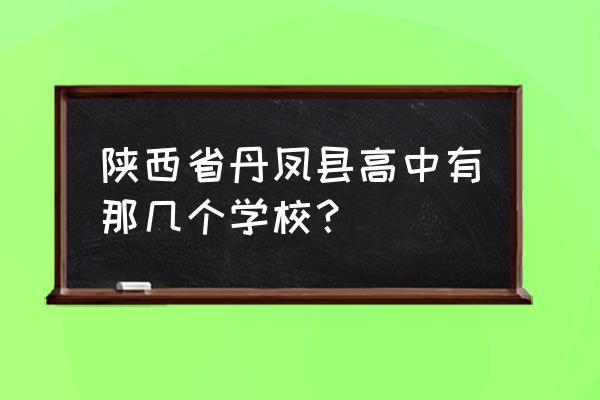 陕西省丹凤中学姚虎山 陕西省丹凤县高中有那几个学校？