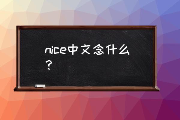 nice的中文 nice中文念什么？