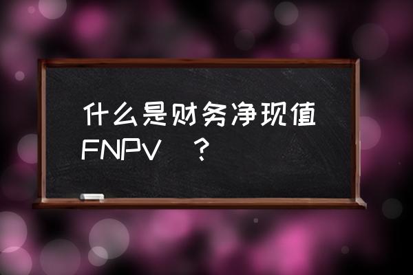 财务净现值的定义 什么是财务净现值(FNPV)？